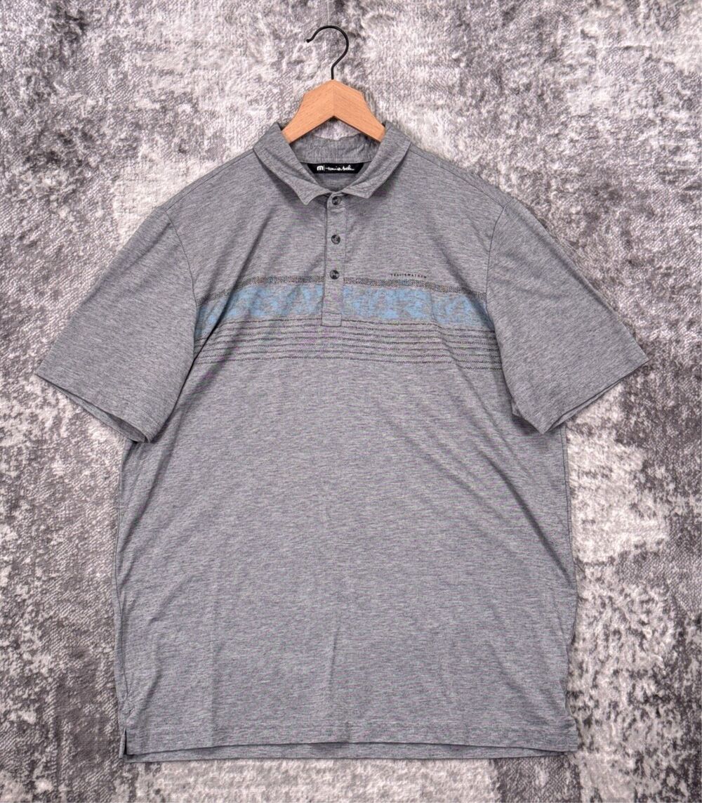 Travis Mathew Polo Shirt XL Mens Gray Floral Golf Performance